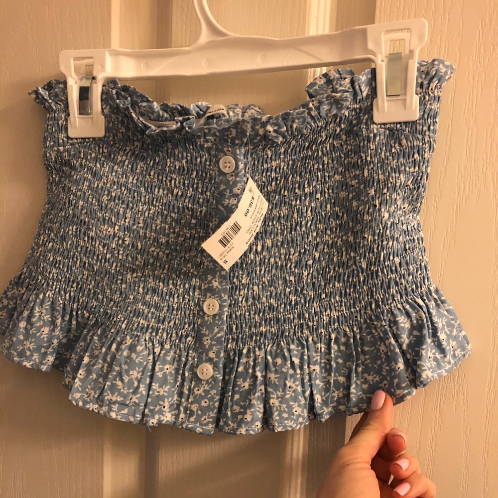 Never worn- Floral button down tube top